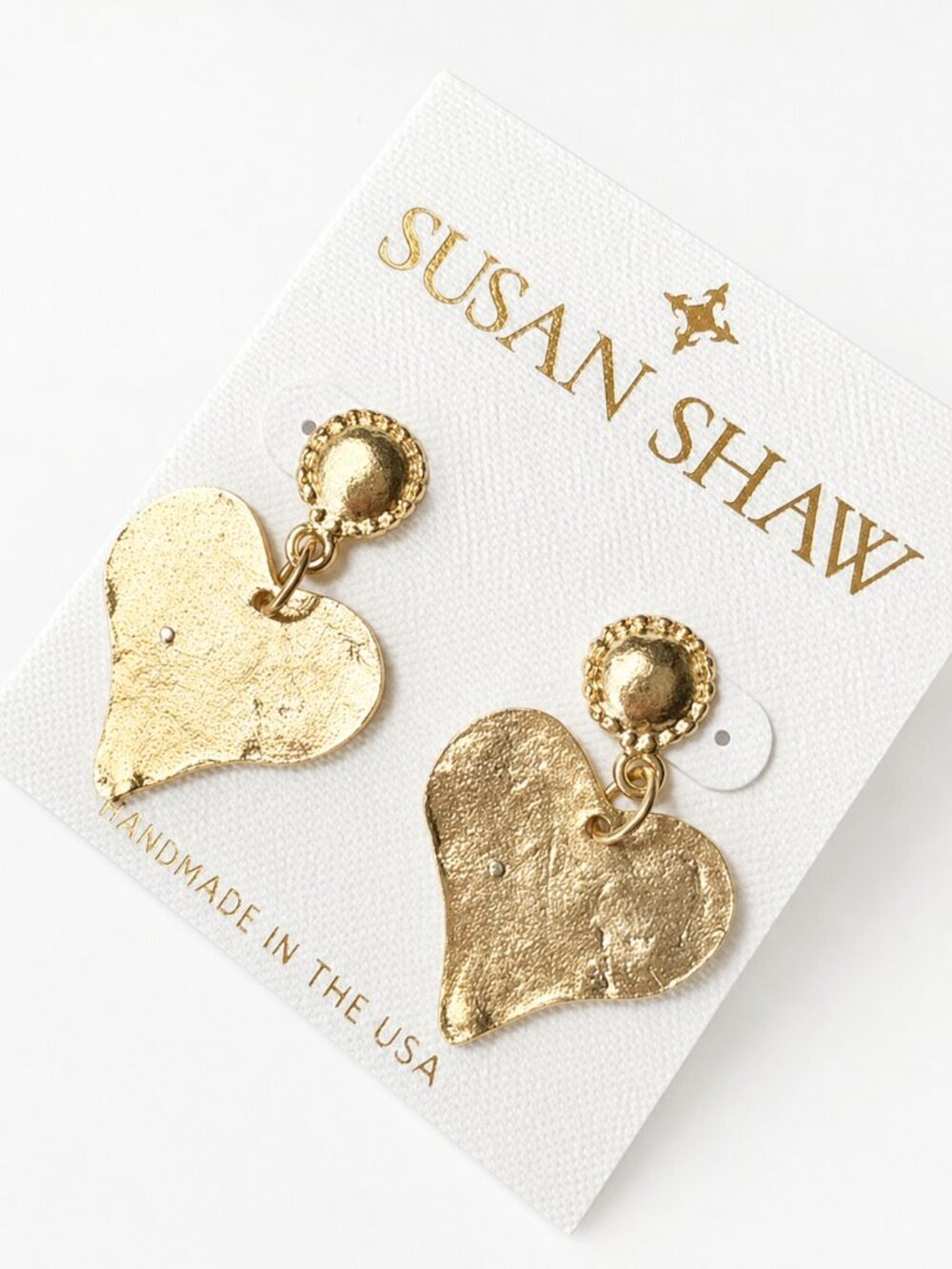 Sweet & Classic! Susan Shaw Beaded Top Heart Earrings - NWT